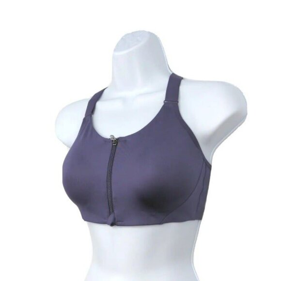 All in Motion Womens Sports Bra High Support Zip Front Racerback Purple Size 34C - Picture 6 of 10